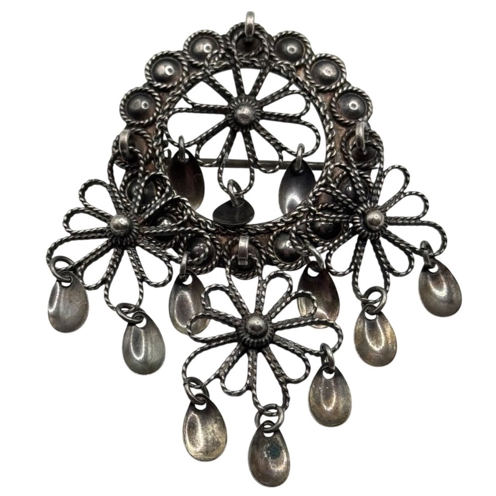 Vintage 830 Silver Scandinavian Solje Wedding Dangle Brooch 830S